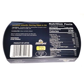 Baltic Gold Naturally Smoked Wild Atlantic Herring in Oil- 8.82 oz (170g) (Herring Fillets, 5 Pack)