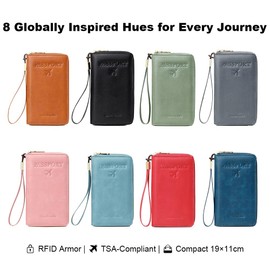 Passport Holder Wallet, RFID Blocking Travel Document Organizer Clutch Bag Credit Cards Case Cover for Women Men (Pink)