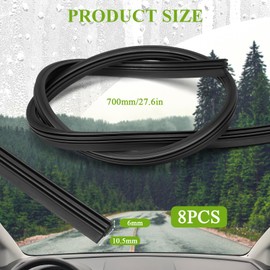 Pack of 8 700 mm windscreen wiper rubber, black wiper rubber made of natural rubber, windscreen wiper rubber, universal replacement