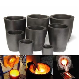 Attuslla Clay Graphite Crucible, Silicon Carbide Graphite Crucibles for Metal Melting Casting Refining Gold Silver Copper Brass Aluminum (#1-0.8KG)