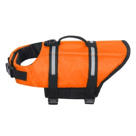 Niuoppy Dog Life Jackets for Small Dogs, Swimming Dog Life Vest with Reflective Stripes, Float Vest, Puppy Lifejackets (Orange, S)