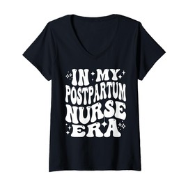 Womens In My Postpartum Nurse Era Mother Baby RN Life V-Neck T-Shirt