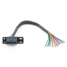 YAODHAOD OBD2 16Pin weiblich zu öffnen Kabel Flecht Dash Port Pigtail Festdrahtgurt mit Underdash Mount Bracket Ersatzkabel -30cm