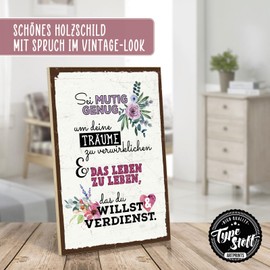 TypeStoff Wooden Sign with Saying - Courage - Vintage Look with Quote as Gift and Decoration on Life, Dreams and Goals - HS-01253