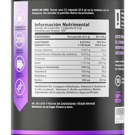 Biotina 200 Cápsulas Ingredientes Naturales Colágeno Vitamina Collagen Bio Life