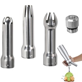 Cream Dispenser Replacement Parts, for Cream Dispenser Replacement Nozzles, Stainless Steel Nozzles, Piping Nozzles Set for Nozzle Set, Universal Cream Dispenser Replacement Nozzles for Spraying