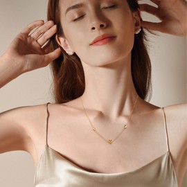 LAXPICOL Gold Necklaces For Women, S925 Sterling Silver Necklaces For Women, Adjustable Gold Necklace Heart Necklaces Jewellery Gifts For Women/Her/Mum
