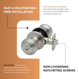 Copper Creek CK2040SS-2 Colonial Door Knob, Keyed Entry Function, 2 Pack, in Satin Stainless