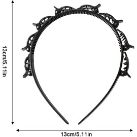 2Pcs Bangs Hairstyle Twist Hairpin Headbands,Bangs Hairstyle Hairpin Twist and Clip Headband,Double Twist Headband Bangs Headband,Double Layer Bangs Hairstyle Headband with Clip Braided Hairband