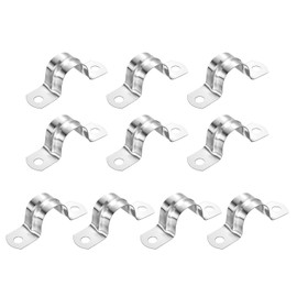 uxcell 12Pcs Rigid Pipe Straps, 20mm(0.79") 304 Stainless Steel 2 Hole U-Shaped Bracket Tube Hanger Pipe Clamps for Fixing Pipe Cable