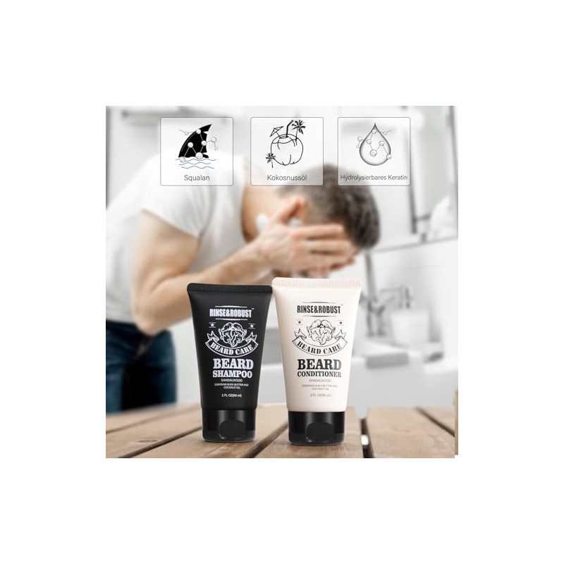 Rinse & Robust 8 Piece Beard Care Set for Men,