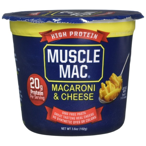 Muscle Mac | Macaroni and Cheese Microwavable Mega Cups, 20 Grams Of Protein Per Serving, Real Cheese, Non-GMO, (12 Cups)