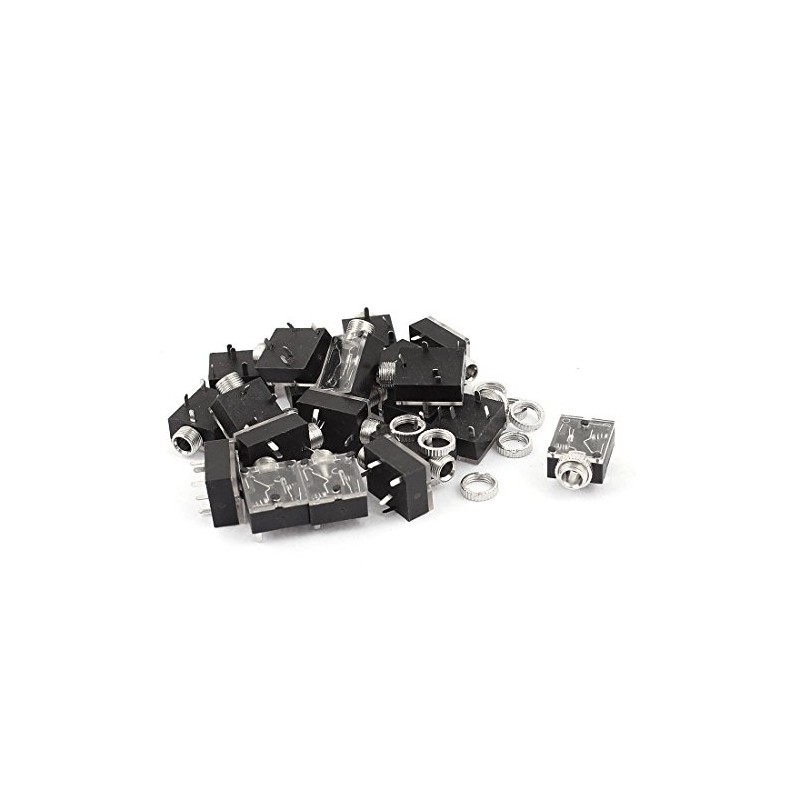 sourcing map 20 Pieces PCB Mounting Audio Jack Socket 3.5