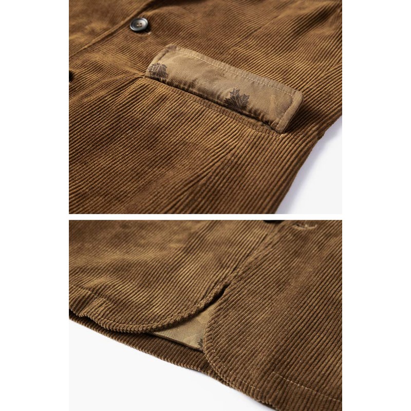 Chouyatou - chamarra deportiva de pana para hombre, Marrón, Small
