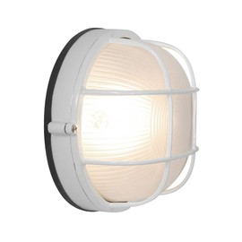 Nauticus - Round 7"dia Wet Location Bulkhead - Satin Finish - Frosted Glass Shade