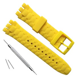 OliBoPo 21mm Replacement Waterproof Silicone Rubber Watch Strap Watch Band (Yellow)