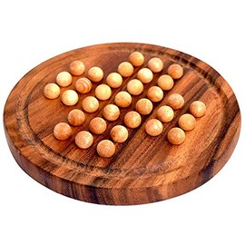 Solitaire Board Medium, Solitaire Game Board, Travel Game, Plug-In Game, Puzzle Wood, Thinking Game, Puzzle Game, Patience Game for One Player