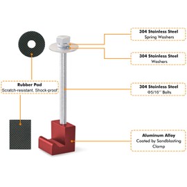 Newace Truck Tool Box Mouting Kit Pickup Toolbox Tie Downs Aluminum Alloy J Hooks with Rust-free 304 Stainless Steel Screws and Washers(4 Packs,Red)