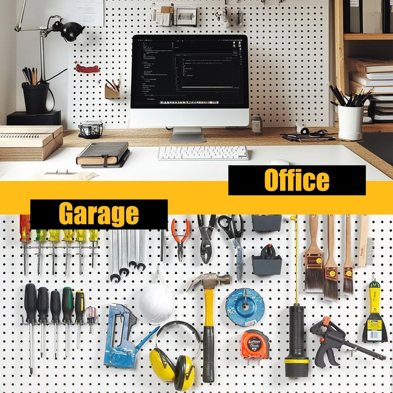 Spampur Peg Board, 6 Pack Metal Pegboard Panels White Pegboards