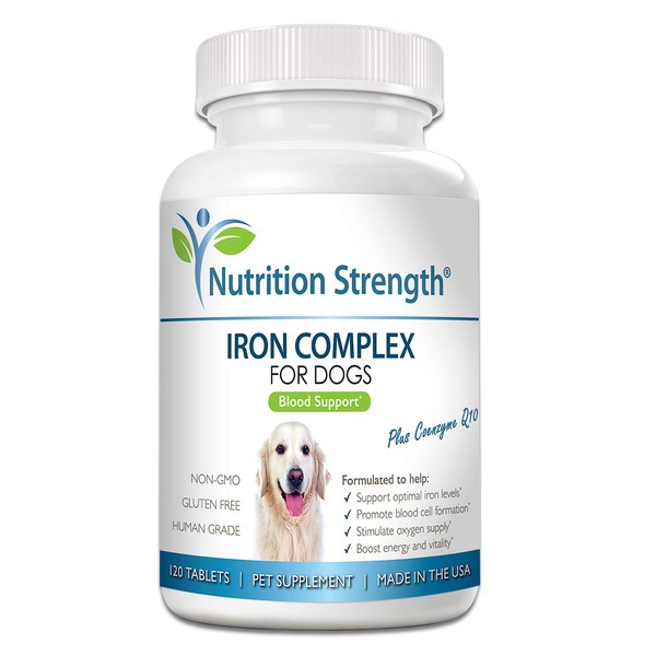 Iron for Dogs with Anemia to Support Blood Health, Blood Cell Formation & Oxygen Supply, Iron Supplement for Anemic Dogs + Vitamin C, Folate, Vitamin B12, 120 Chewable Tablets