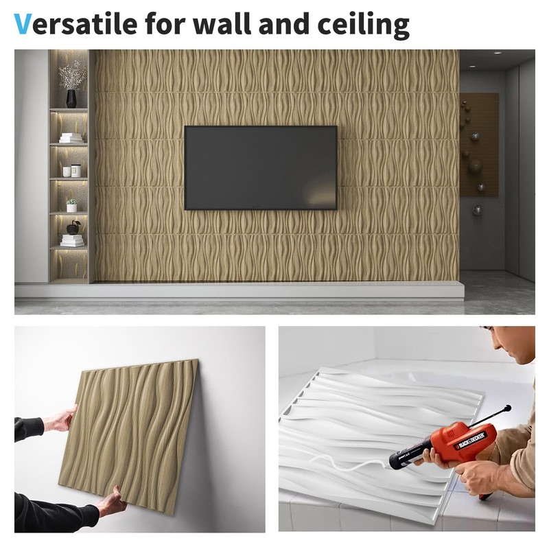 Art3d PVC Wave Board Textured 3D Wall Panels for Interior