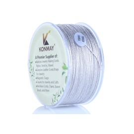 KONMAY - Hilo de oropel de 0,8 mm con estuche, cuerdas de plata metálica de 103 yardas para hacer joyas, manualidades, decoración, envoltura de regalos, adornos de Navidad para colgar