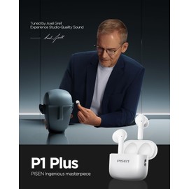 PISEN P1 Plus Wireless Earbuds - Bluetooth 5.4 ENC Noise Cancelling Earbuds with 25H Playtime Fast Charging, Smart Touch Control via APP, IPX4 Waterproof Light weight in-Ear Wireless Earphones (white)