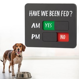 Dog Feeding Reminder Sign with Magnet, Pet Feeding Tracker with Have We Been Fed, Acrylic Slider Sign for Fridge, AM PM Feed Sign with Yes No Option with 2 Stickers, 4.7" x 3.9" Customized Pattern