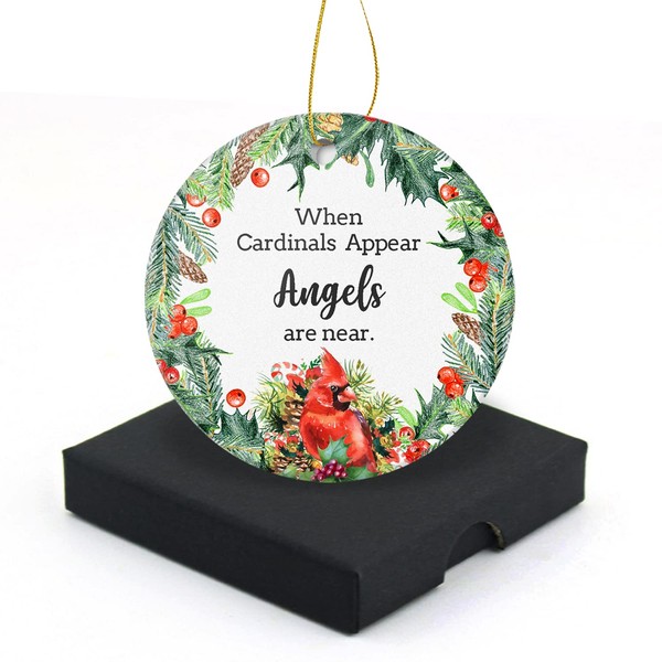 When Cardinals Appear Angels are Near Christmas Ornament 2023 Round
