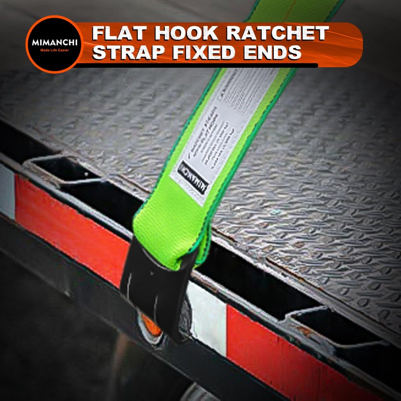 Mimanchi 4 inch Ratchet w/Flat Hook,2Pack,Ratchet Tie Down Strap Fixed
