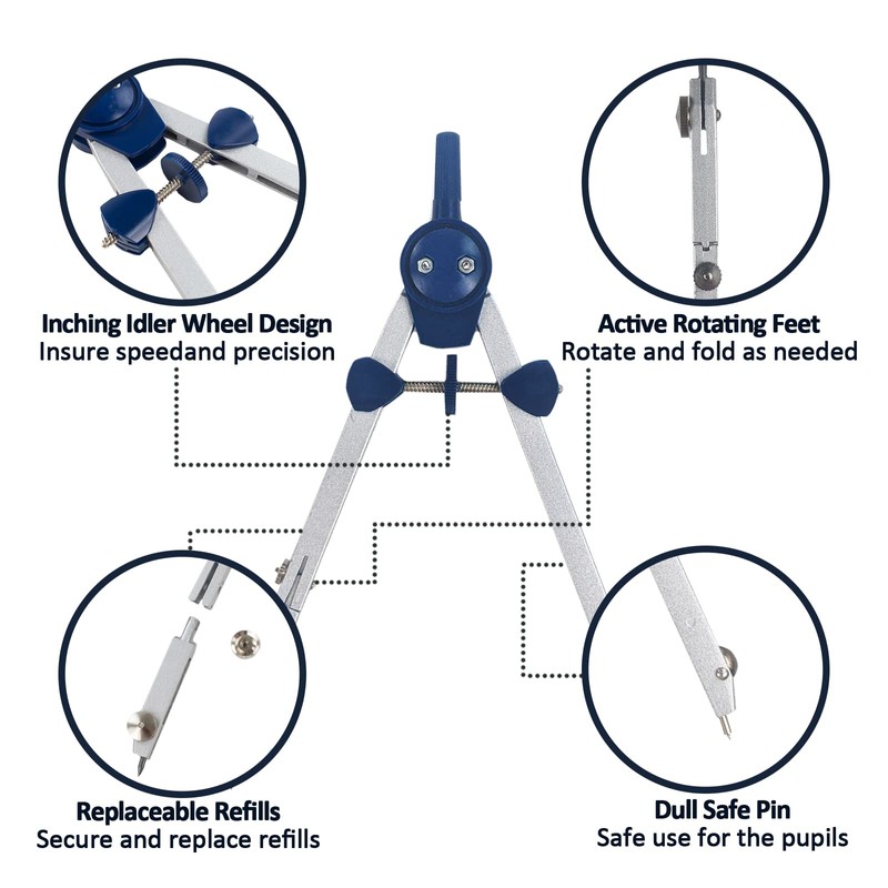 CIOUYAOS Compass with Pen Holder, 7-Piece Drawing Tool Set, Scribing