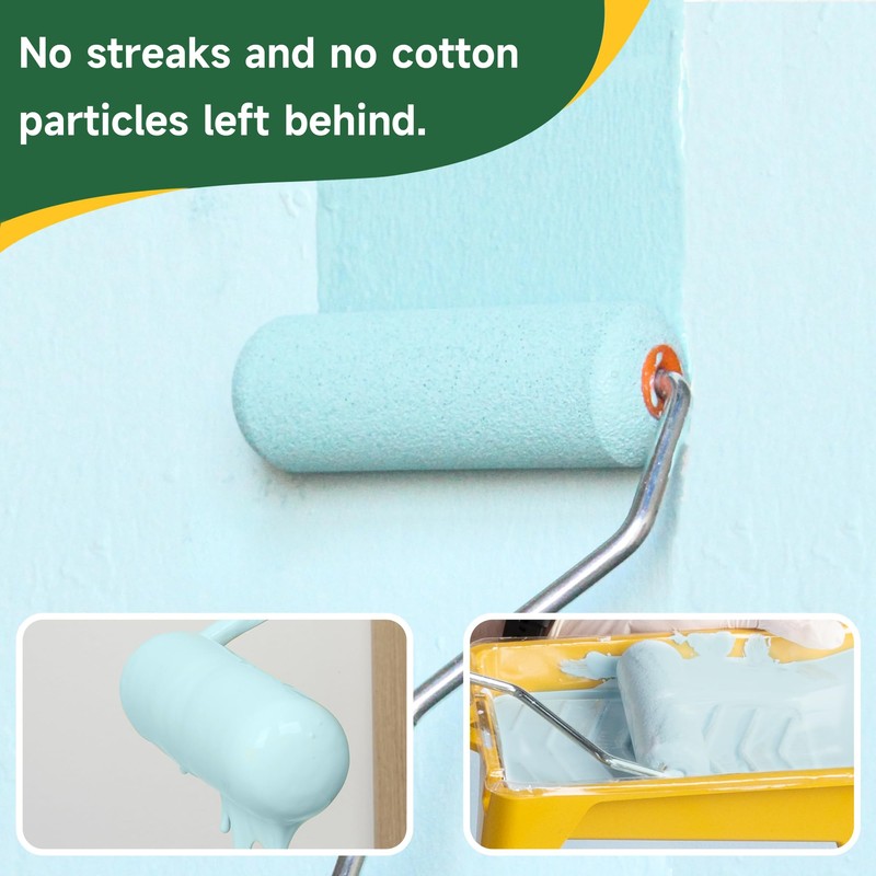 VOOMEY Mini Paint Roller,Small Paint Roller,4-Inch Foam Paint Roller with