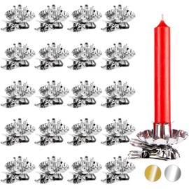 BRUBAKER 20 Pack Tree Candle Holders for Christmas Tree - Silver - Traditional Vintage Candle Holders with Clip