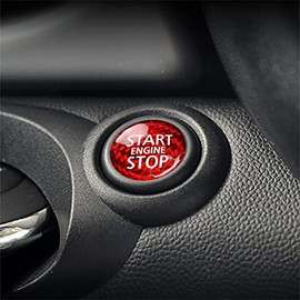 Carbon Fiber Car Engine Start Stop Button Interior Trim Cover Sticker for Mini Cooper R55 R56 R57 R58 R59 R60 R61 Accessories (Carbon Fiber Red)