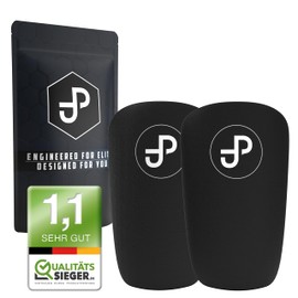 JDP Premium Shin Pads - Individually Adjustable for Football Men, Women and Children - Mini 15 x 10 cm - Black