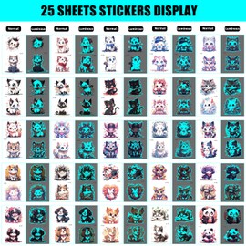 Tuenmofun 25 Sheets Glow In The Dark Temporary Tattoos for Kids, Individually Wrapped Waterproof Stickers with 50 Animals Styles for Boys and Girls Party Favors Makeup Decoration