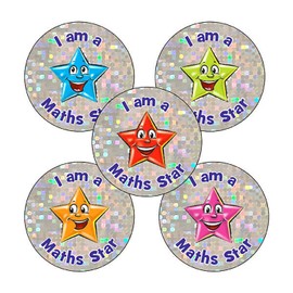 150 Holographic Sparkly I Am A Maths Star Multiplication Addition Subtraction Childrens Pupils School Praise Teachers Reward Stickers 25mm Primary Teaching Services