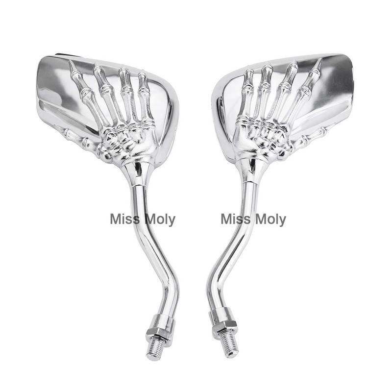 8mm 10mm Skeleton Skull Claw Motorcycle Mirrors Ghosts Hand Rearview