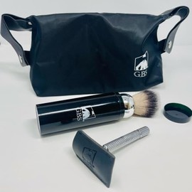 3 Piece Shave Set -- Safety Razor+ Chrome Pure Badger Brush and Stand -- Christmas, Holiday, Father, Boss Gift for Any Man