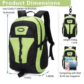 BEFUNIRISE Kids School Backpack For Boy And Girl,Large Capacity High Middle Elementary Primary Students Teens Sports Bookbag (Light Green)