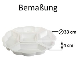 Engelland Serving Platter Snack Bowl, Plastic, Appetizer Divider, 5 Compartments, Green, 33 cm