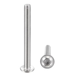 uxcell Flanged Button Head Socket Cap Screws, M6x60mm Hex Socket Drive Screw, 304 Stainless Steel Fasteners Bolts, Fully Threaded Machine Screw 10Pcs