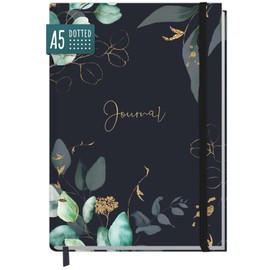paper&you® Bullet Journal Dotted A5 with Elastic Band "Moonlight Blossoms" 156 Pages, Dotted Notebook, Diary - Sustainable and Climate Friendly