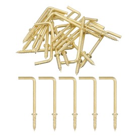 QUARKZMAN Right Angle Hooks, 20 Pieces 2" L Shaped Screw Hooks 7 Shape Gold Hanging Hooks