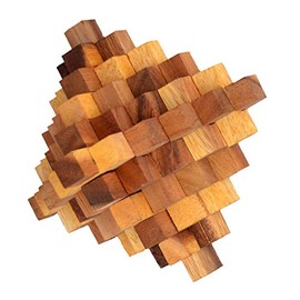 Crystal Cube 51 Large, Japanese Crystal Cube with 51 Puzzle Pieces, Puzzle Wood Interlock Puzzle, Puzzle Game, Puzzle Box, Ladder Puzzle, Twist Crystal, Cube, 3D Puzzle