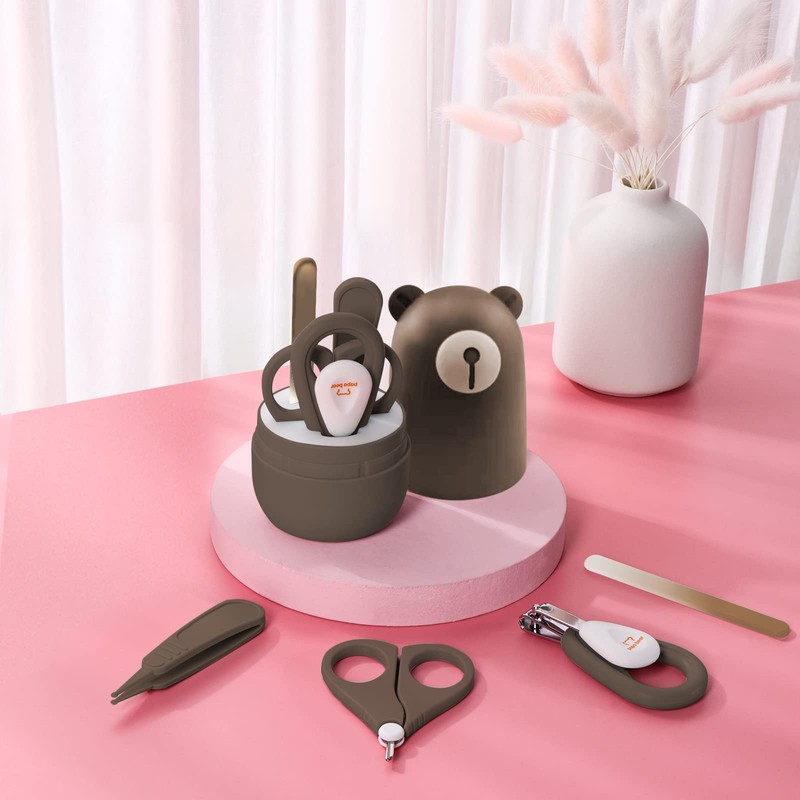 PAPABEAR Baby Nail Clippers Set with Cute Case, Infant Fingernail