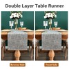 Farmhouse Rustic Faux Linen Table Runner Neutral Grey Table Runners