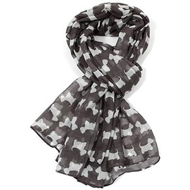 GlamLondon Scottie Dog Scarf Westie Dogs Breed West Highland Scottish Terrier Ladies Womens Wrap Shawl Sarong (Dark Grey)