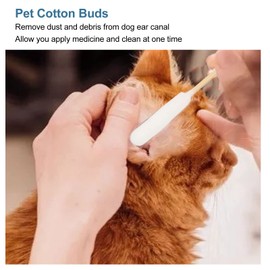 100pcs Dog Cat Cotton Buds Professional Dirt Removal Bamboo Stick Cotton Swabs for Cleaning Dogs Ears