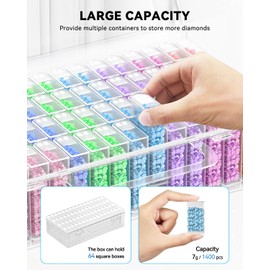 ARTDOT ARTDOT Diamond Painting Storage Containers, Diamond Art Portable Bead Storage Organizer 64 Gird Diamond Painting Accessories (Storage Box)